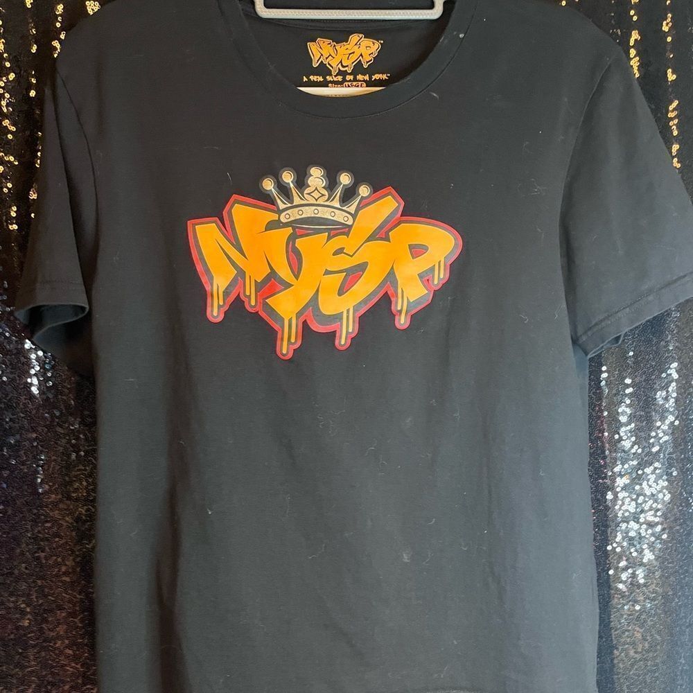 Bronx Black Tee with Orange Drip Graphic